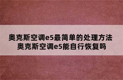 奥克斯空调e5最简单的处理方法 奥克斯空调e5能自行恢复吗